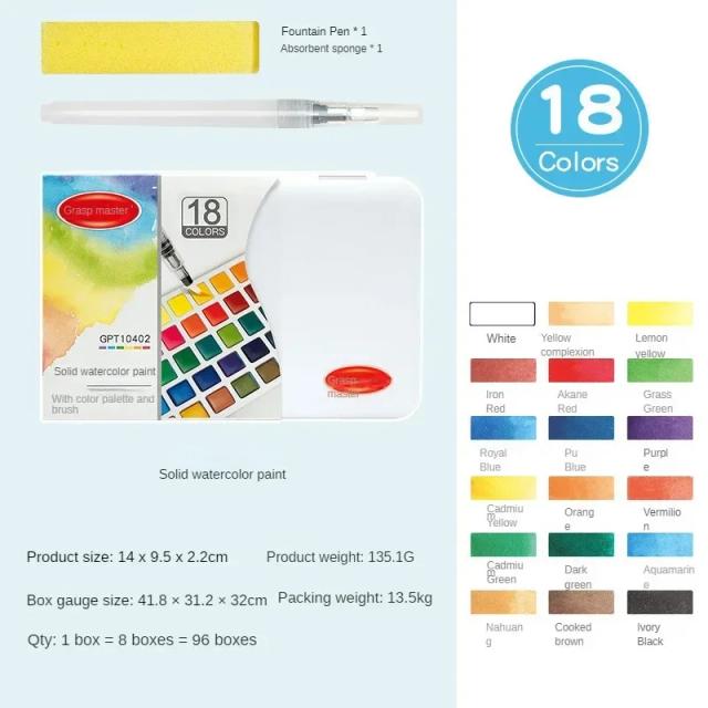 Conjunto de Tinta Aquarela com Canetas Escova para Artistas e Amadores - Disponível em 12, 24, 36 e 48 Cores