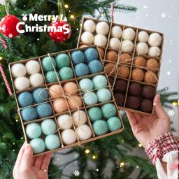 Mini lã feltro bola ornamentos decoração de festa de árvore de natal pingente esferas bolas de presente de feriado ornamentos de ano novo - Image 1