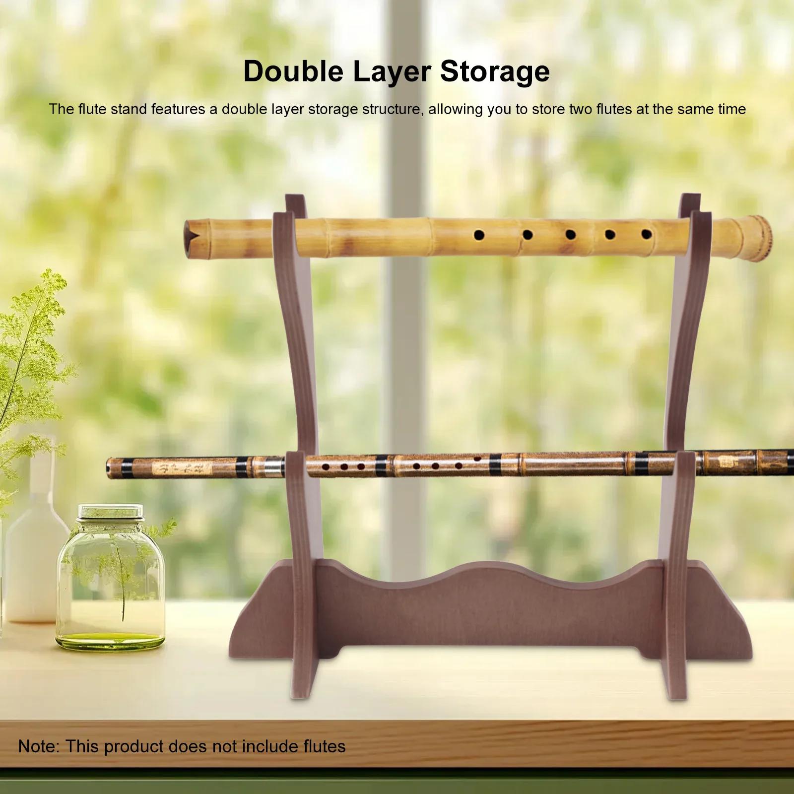 Leve Double Layer Flute Stand, Suporte para desktop Display, Violino Arcos Rack, Suporte para organização de armazenamento - Image 1
