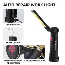 Recarregável Camping Lanterna LED, Luz de trabalho com ímã e gancho, IP64 impermeável, 5 modos de iluminação, Adequado para trabalho noturno - Image 1