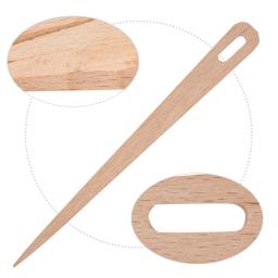 Agulhas De Tricô De Olho Grande De Madeira, Tapeçaria De Tecelagem Artesanato Ferramentas, 5Pcs - Image 3