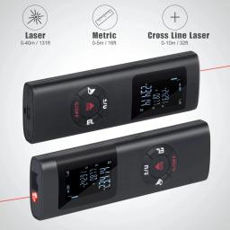 Mini medidor de distância a laser inteligente, 40m/60m, telêmetro infravermelho, recarregável por usb, portátil, ferramentas de alcance a laser - Image 3