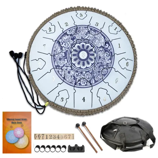 Mini Steel Tongue Drum de 13 Polegadas com 15 Notas para Crianças - Perfeita para Percussão Profissional e Meditação Zen