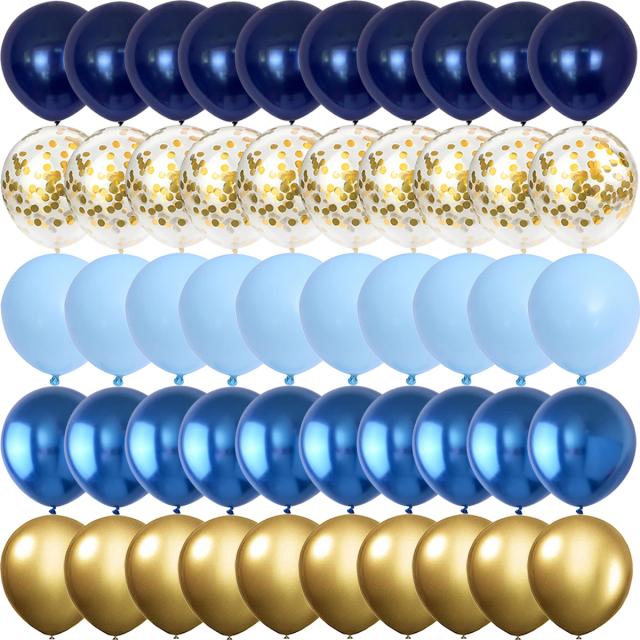 Conjunto de Confetes de Látex Azul para Festas, Aniversários, Natal e Chuveiro de Bebê - Balões de 10 Polegadas para Celebrações de Ano Novo