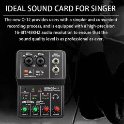 TEYUN-Console de Placa de Som Portátil, Mini USB MIXER para Gravação de Guitarra, 2 Canais, Q12 - Image 6