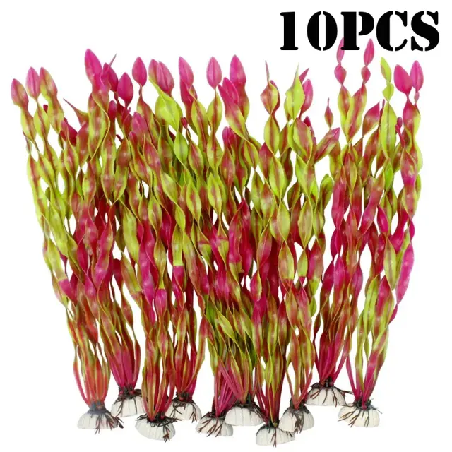 Decoração Subaquática: 10 Plantas de Plástico Realistas para Aquário (12-35cm) com Algues e Peixes