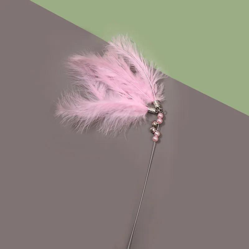 Brinquedos interativos do gato engraçado penas aves com sinos gatinhos jogar teaser vara brinquedos gato suprimentos acessórios do gato - Image 1