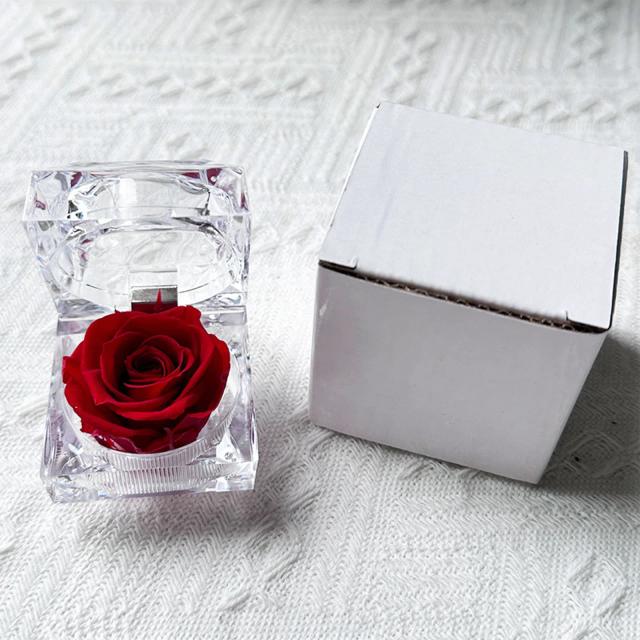Flor Preservada Rosa em Caixa Presente com Gaveta – Nunca Murcha, Ideal para Dia dos Namorados e Aniversários