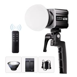 Luz de vídeo LED Andoer, fotografia COB, tricolor, tela LCD 2800K-6800K, efeitos especiais 9 FX, ventilador para transmissão ao vivo, 60W - Image 1