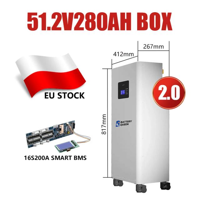 Kits de Bateria DIY 15kWh: Bateria Solar 51.2V 280Ah LiFePO4 com BMS Inteligente para Armazenamento Solar