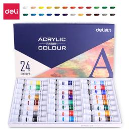 Conjunto de Tintas Acrílicas Deli-Não Tóxicas para Iniciantes e Artistas Profissionais, Suprimentos de Pintura, 12ml, 12 24 Cores - Image 2
