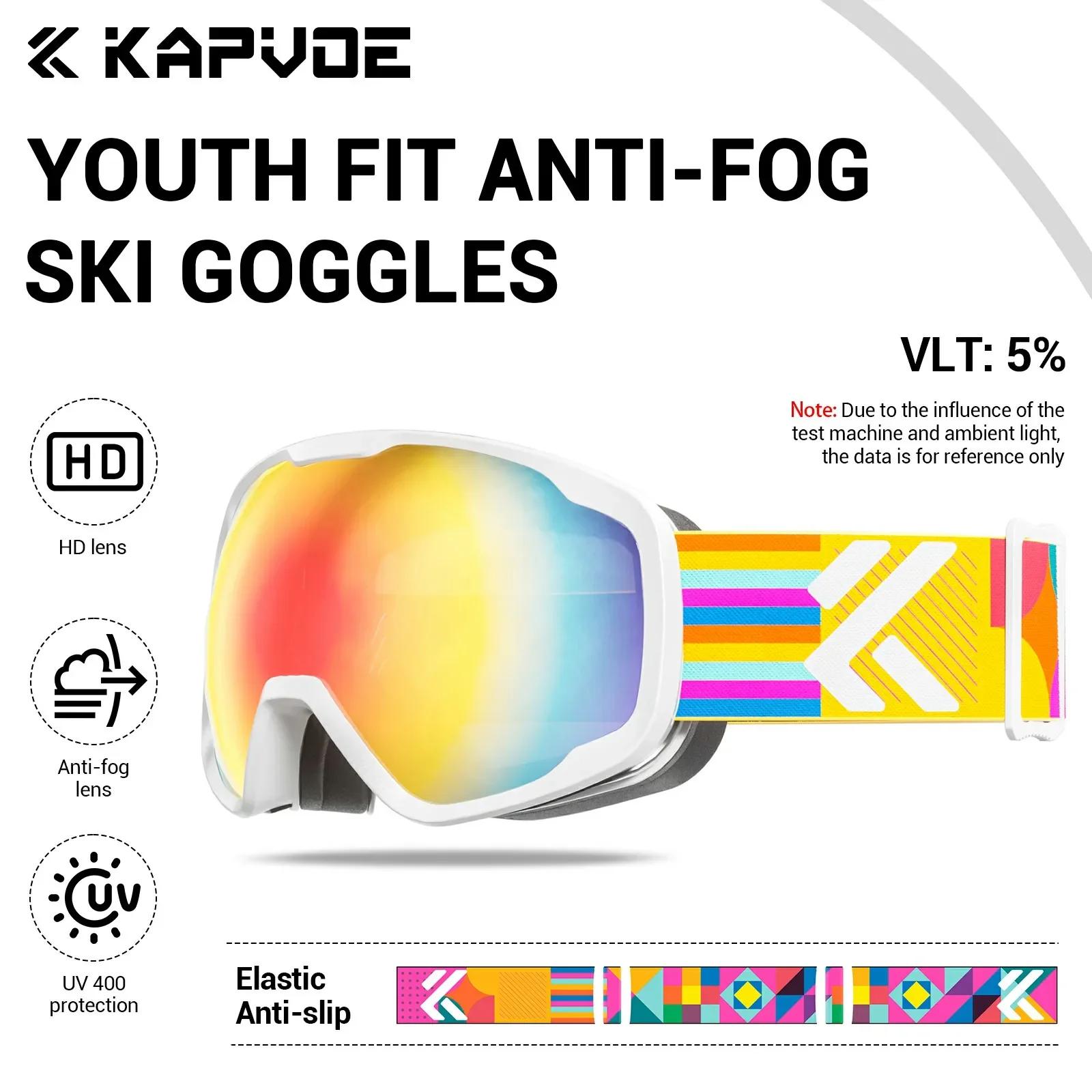 Kapvoe novo inverno ao ar livre crianças snowmobile snowboard óculos de esqui meninos anti-nevoeiro óculos de esqui esportes máscara protetora de neve - Image 1