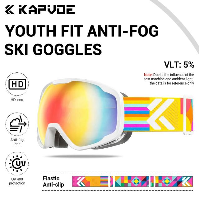 Kapvoe Óculos de Esqui para Crianças Snowboard Anti-Nevoeiro Proteção Neve