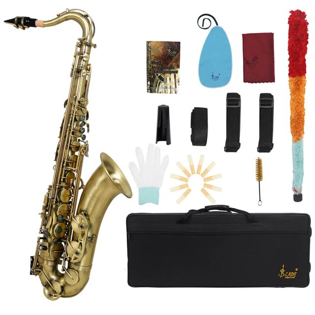 Saxofone Tenor SLADE-Bb Completo com Kit de Limpeza e Acessórios para Iniciantes e Bandas