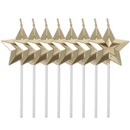 8 pçs estrela decorativa festa bolo toppers decoração ouro decorações de aniversário adornos criativos elegantes velas metal - Image 1