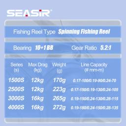 Seasir especialista molinete de pesca, fundição ultra longa 1500s-4000s, 10 + 1bb, 5.2:1, alça de energia de metal de uma peça, água doce e salgada - Image 2