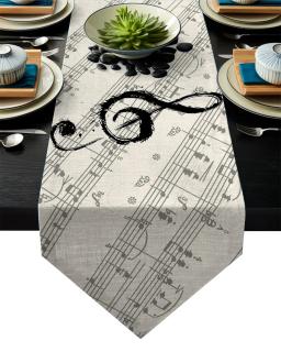 Música, notas, folha de música corredores de mesa moderna jantar buffet cozinha corredor de mesa fazenda rústico festa de casamento decoração - Image 1