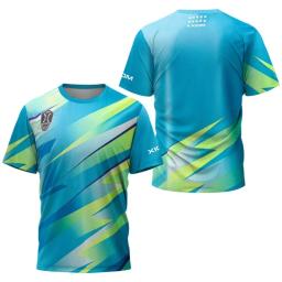 T-shirt de treinamento esportivo gráfico colorido para homens e mulheres, leve e respirável, top de secagem rápida, tamanho asiático, tênis e badminton - Image 4