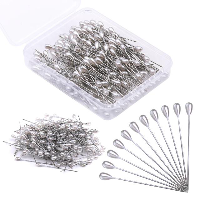 Conjunto de 200 Alfinetes de Pérola em Forma de Lágrima com Caixa de Armazenamento para Decoração e Artesanato DIY (58mm)