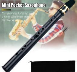 Zwarte Mini Saxofoon Set, Sax de bolso, Drawstring Saxofoon, Met, Atende, Macarrão para iniciantes, 1Pc - Image 1