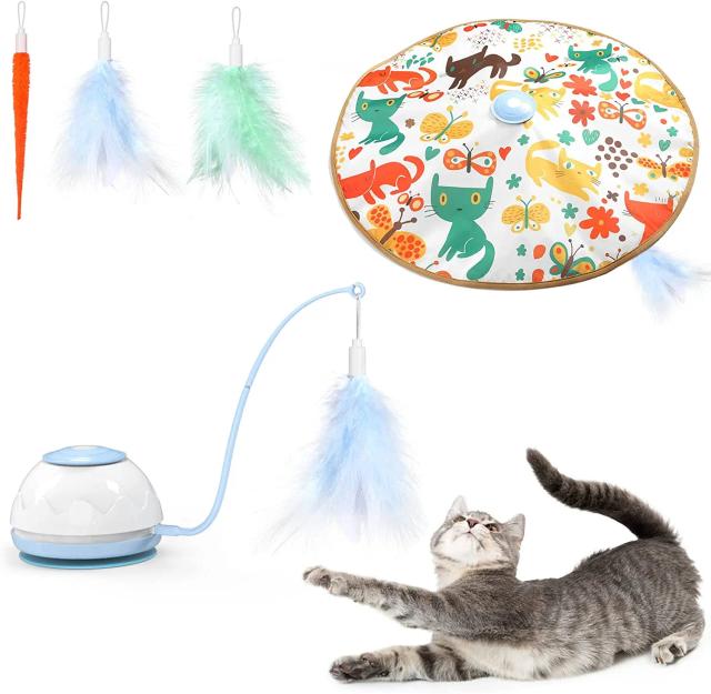 Brinquedo Automático Interativo ATUBAN para Gatos com Pena Ajustável e Exercício Divertido