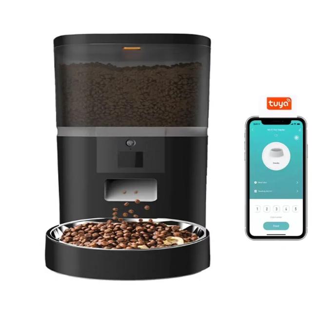 Alimentador Automático Inteligente para Pets com Câmera e App, Doze Refeições, Aço Inoxidável, 4L de Capacidade para Gatos e Cães
