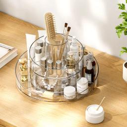 Caixa De Armazenamento De Cosméticos Rotatable, Rack De Armazenamento, Transparente, Batom, Perfume, Maquiagem, Organizador De Escova, Luz, Luxo - Image 2