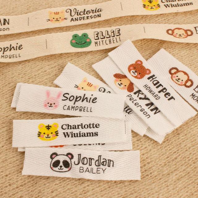 Etiquetas Personalizadas para Roupas e Acessórios - Name Tags com Desenhos Animados, Frete Grátis, 15x60mm