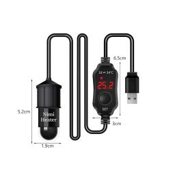 Aquecedor de aquário com proteção contra superaquecimento, inteligente com controlador para água salgada e água doce, mini display digital, USB, 10W - Image 6