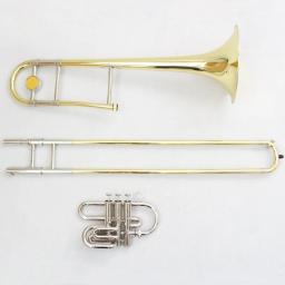 Trombone tenor em chave bb, pistão de dupla finalidade, latão e laca dourada, para desempenho profissional, desempenho, FTB-480 - Image 3