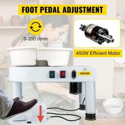 Máquina elétrica da roda da cerâmica 28cm 35cm pedal do pé com ferramentas de moldar para a argila cerâmica da escola que trabalha formando o ofício da arte de diy - Image 3