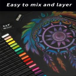 Conjunto de lápis de cor de arte sortida H&B, 24/50/72 peças à base de óleo de madeira preta 3.3mm artistas profissional kit de coloração para adultos com núcleo macio - Image 5