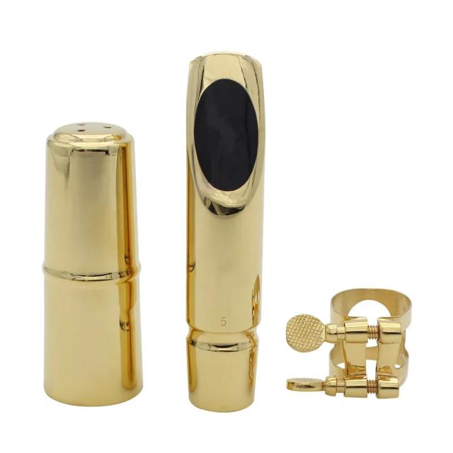 Bocal de Ouro para Saxofone com Cabeça de Metal, Acessórios Essenciais para Sopros, Modelos 5C, 6C, 7C e 8C