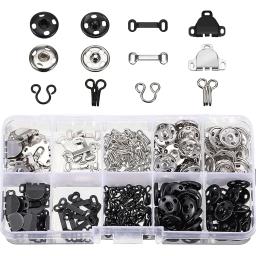 100 pçs ganchos de costura e olhos conjunto costurar-em botões snap botão de roupas diy fechamentos de costura snaps kit para sacos de roupas costura artesanato - Image 1