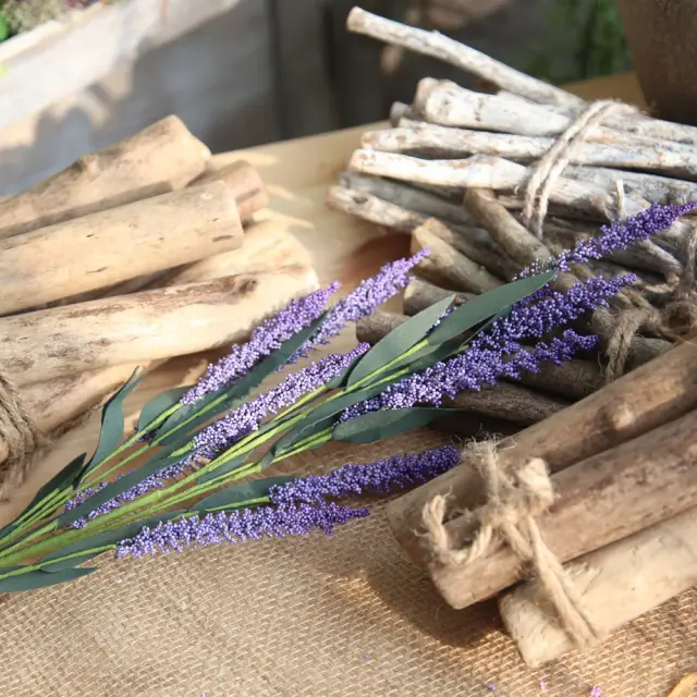 Bouquet de Flores de Alfazema Artificial com 12 Cabeças para Decoração de Casa e Festa de Casamento