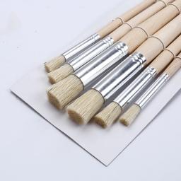 Conjunto de pincéis de estêncil para pintura, 6pcs, cerdas, cabo de madeira, tinta, perfeito para estudantes, diy, artesanato - Image 3