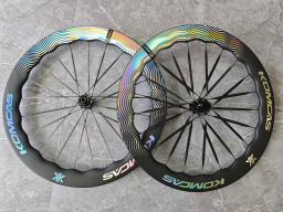 Komcas conjunto de rodas de carbono super colorido xiangyun bicicleta de estrada freio a disco clincher roda carbono 700c dianteiro traseiro 62mm dpd envio - Image 1