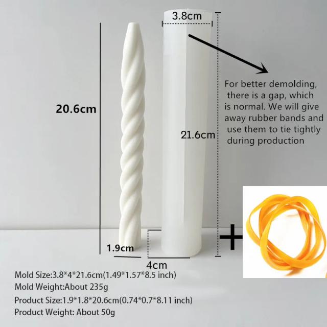 Molde de Silicone para Vela Longa Espiral - Cilindro Listrado em Acrílico para Projetos DIY
