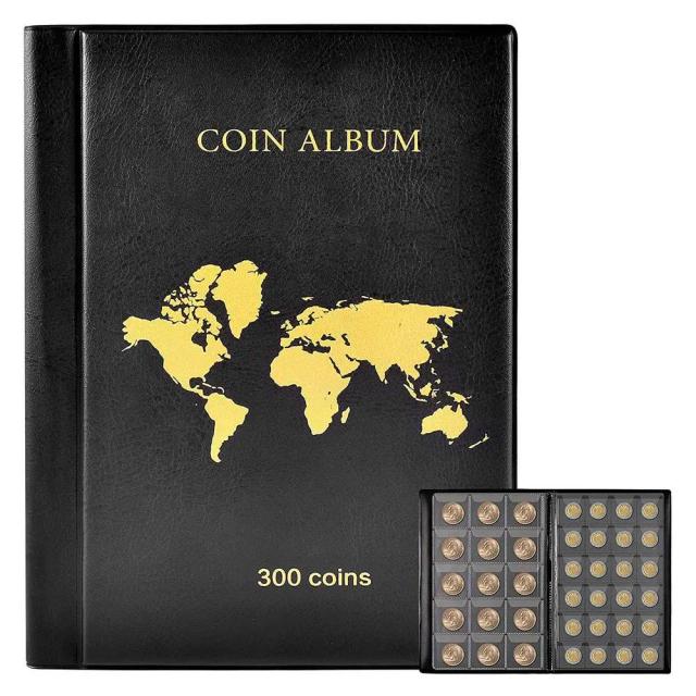 Coleção Premium de Álbum para Colecionadores com 300 Bolsos para Moedas e Mangas Organizador