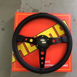 Volante universal de corrida momo, 350mm, carro rally jdm, couro real, volantes para vw, honda, toyota, nissan, bmw - Image 2