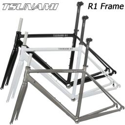 Quadro de bicicleta de estrada tsunami, liga de alumínio r1, freio de aro 700c, braçadeira c, quadro traseiro de bicicleta, garfo de carbono, novo, 2024 - Image 1