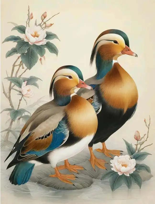 Kits de pintura de diamante para decoração de casa, bordado mosaico ponto cruz, pato mandarim, animal decoração para casa, artesanato infantil, novo, 2024 - Image 1