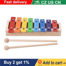 Xilofone Glockenspiel with Wooden Mallets, Tamanho Compacto, 8 Chaves, Percussão, Instrumento Musical, Toy Gift for Kids, Children, Students - Image 1