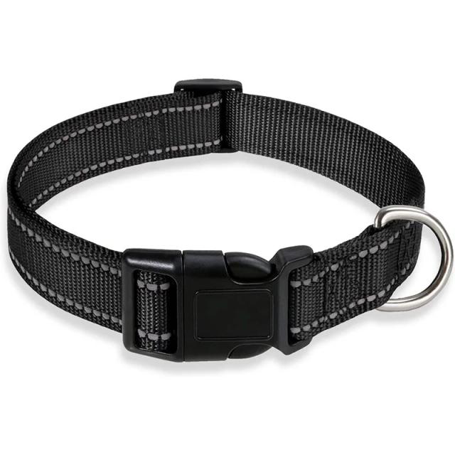 Coleira Reflectiva Ajustável para Cães com Fivela de Nylon e Corda de Tração, Ideal para Animais Pequenos e Médios