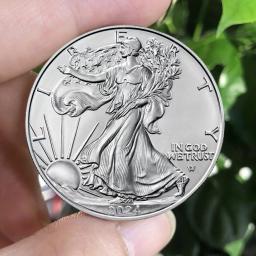 Medalha comemorativa da Estátua da Liberdade, moeda americana, cor prata, moeda de coleção, 2024 - Image 5