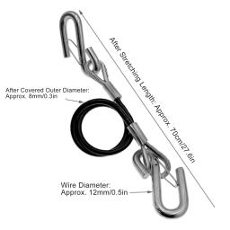 Trailer Towing Safety Cable, S Hook, Spring Safety Rope, RV, 3500lbs Peso Capacidade, 27, 6.6in, 70 centímetros - Image 6