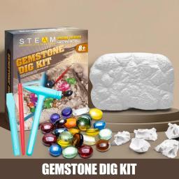 Kits de escavação de pedras preciosas para crianças, brinquedo educacional, mineração de cristal, arqueologia, escavação de pedras preciosas, presentes de aprendizagem de haste para crianças - Image 3