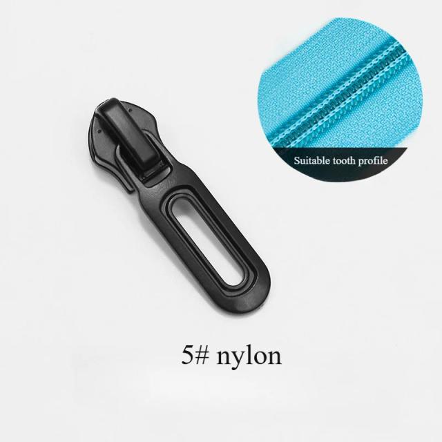 Conjunto de 10 Peças de Zíper Preto em Nylon com Tamanhos Variados (3#, 5#, 8#) e Controle Deslizante Universal em Resina Metálica