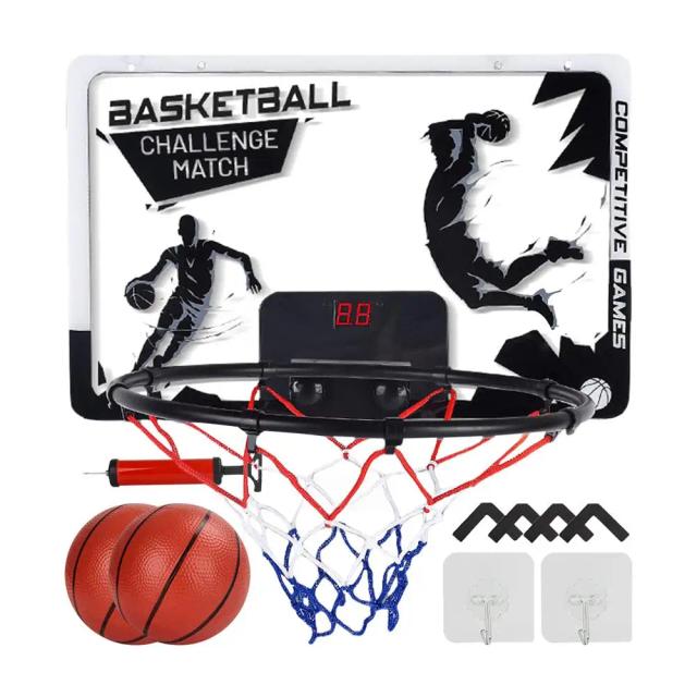 Aro de Basquete Portátil Infantil com Iluminação LED e Encosto à Prova de Estilhaçar para Montagem na Parede