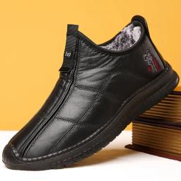 Botas masculinas de inverno são botas de caminhada grossas, quentes, impermeáveis e antiderrapantes e sapatos de trabalho grandes para homens de idade 38-48 botas de plataforma - Image 1